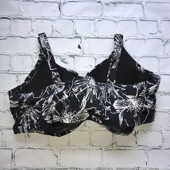 Black White Flower Swim Top Swimsuits for All - Picture 7 of 11